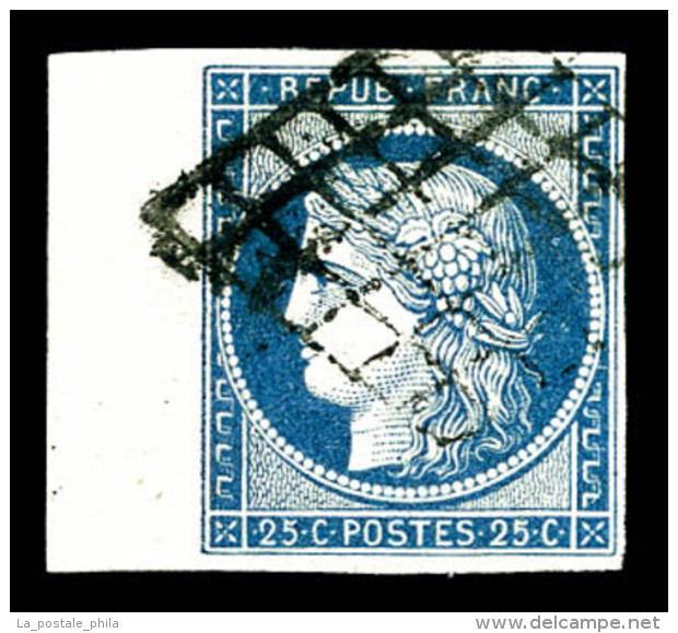 O N&deg;4, 25c Bleu Bord De Feuille, TTB (sign&eacute; Brun)    Qualit&eacute;: O - 1849-1850 Ceres