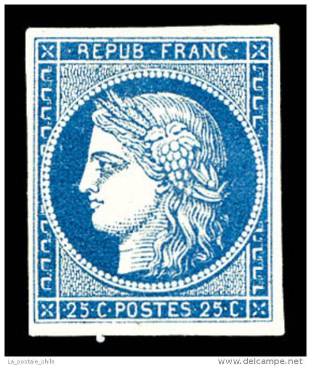 (*) N&deg;4, 25c Bleu, Jolie Pi&egrave;ce, SUP (sign&eacute; Brun/certificat)    Qualit&eacute;: (*)   Cote: 2500... - 1849-1850 Ceres