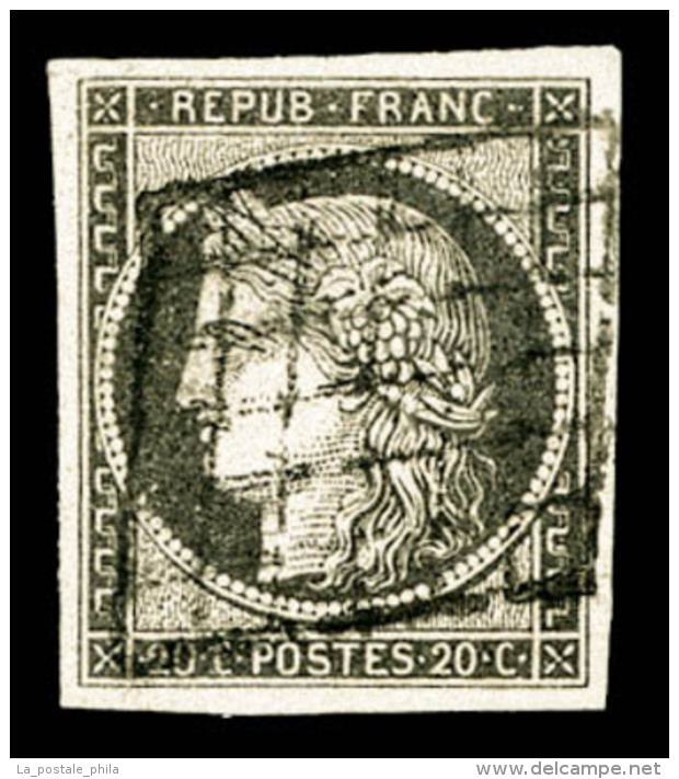 O N&deg;3c, 20c Gris-noir, TTB (sign&eacute; Calves/certificats)    Qualit&eacute;: O   Cote: 500 Euros - 1849-1850 Cérès