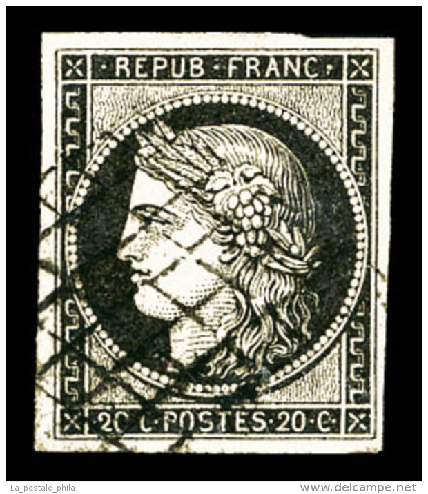 O N&deg;3b, 20c Noir Sur Chamois. TB (sign&eacute; Scheller/certificat)    Qualit&eacute;: O   Cote: 200 Euros - 1849-1850 Cérès