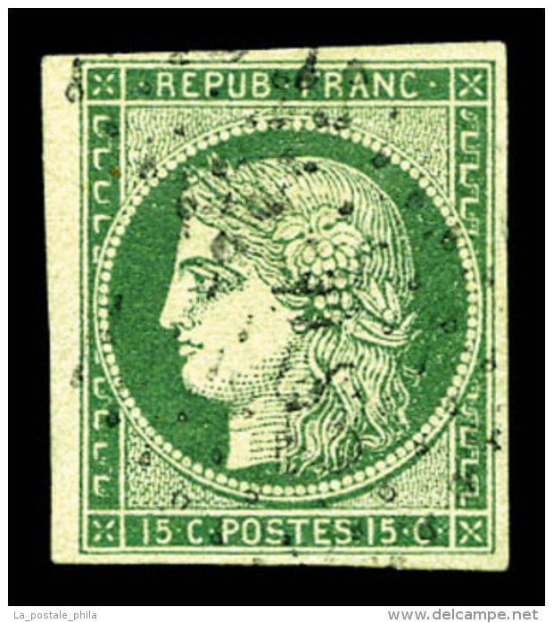 O N&deg;2b, 15c Vert-fonc&eacute;, Superbe Nuance. TTB (sign&eacute; Scheller/certificat)    Qualit&eacute;: O  ... - 1849-1850 Ceres