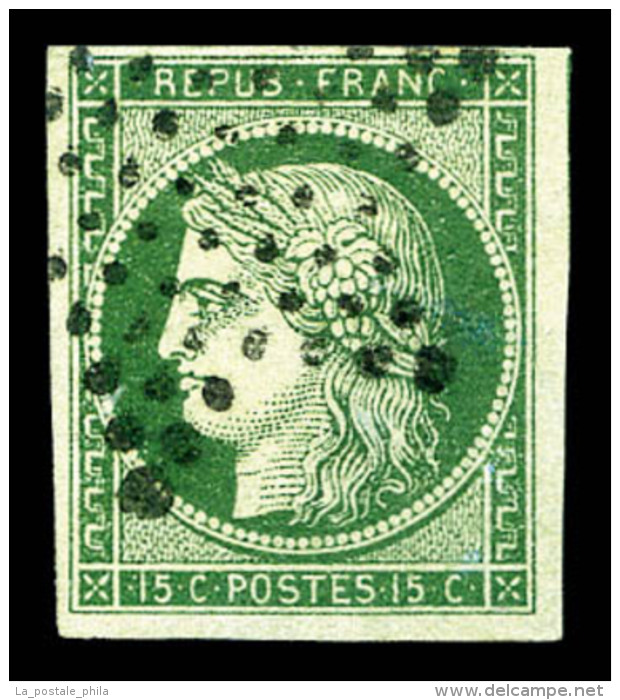 O N&deg;2b, 15c Vert-fonc&eacute; Obl &eacute;toile De Paris, Superbe Nuance. TTB (sign&eacute;/certificats)   ... - 1849-1850 Cérès