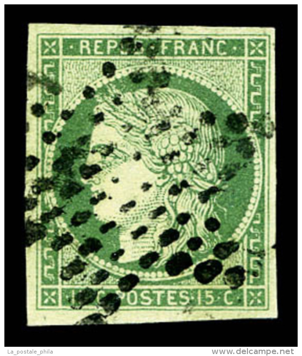 O N&deg;2, 15c Vert Obl &eacute;toile De Paris. TB (sign&eacute; Scheller/certificat)    Qualit&eacute;: O   Cote:... - 1849-1850 Cérès