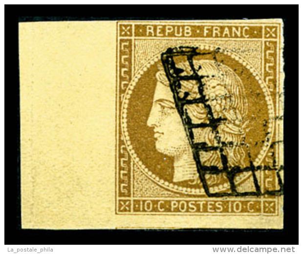 O N&deg;1a, 10c Bistre-brun, Bord De Feuille Lat&eacute;ral, TTB (certificat)    Qualit&eacute;: O   Cote: 450... - 1849-1850 Ceres