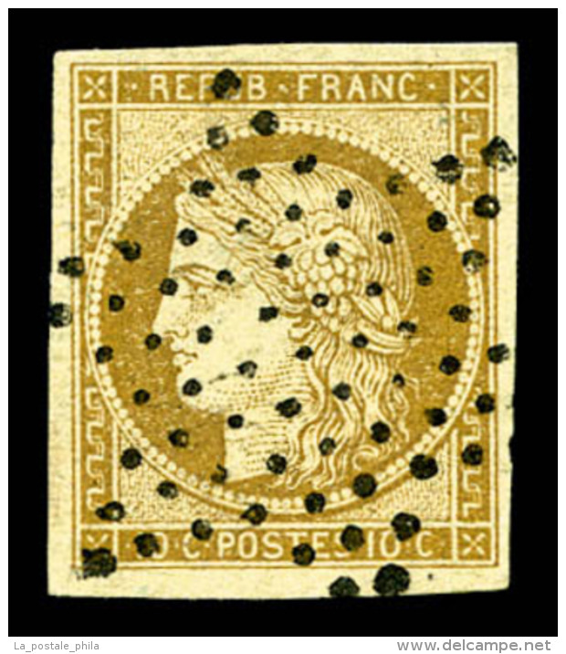 O N&deg;1, 10c Bistre-jaune Obl &eacute;toile De Paris. SUP (sign&eacute; Scheller/certificat)    Qualit&eacute;: O... - 1849-1850 Ceres