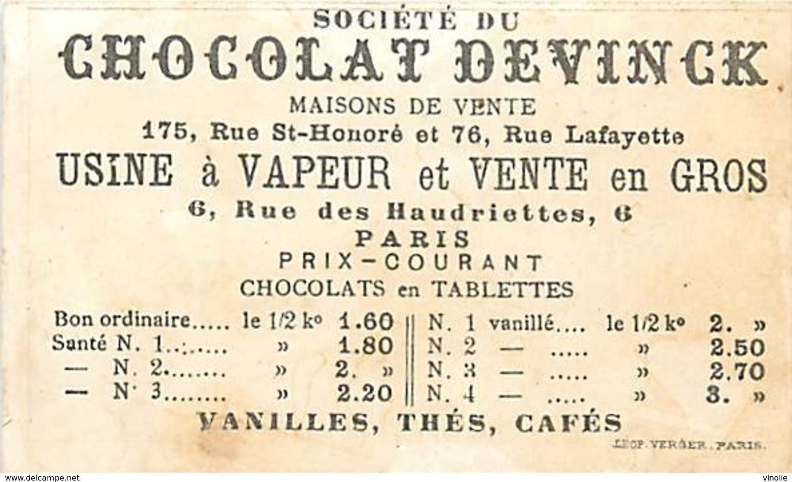 PIE-16-P - 3429 : CHOCOLAT DEVINCK. METIER. FABRICATION DU PAPIER PEINT - Autres & Non Classés