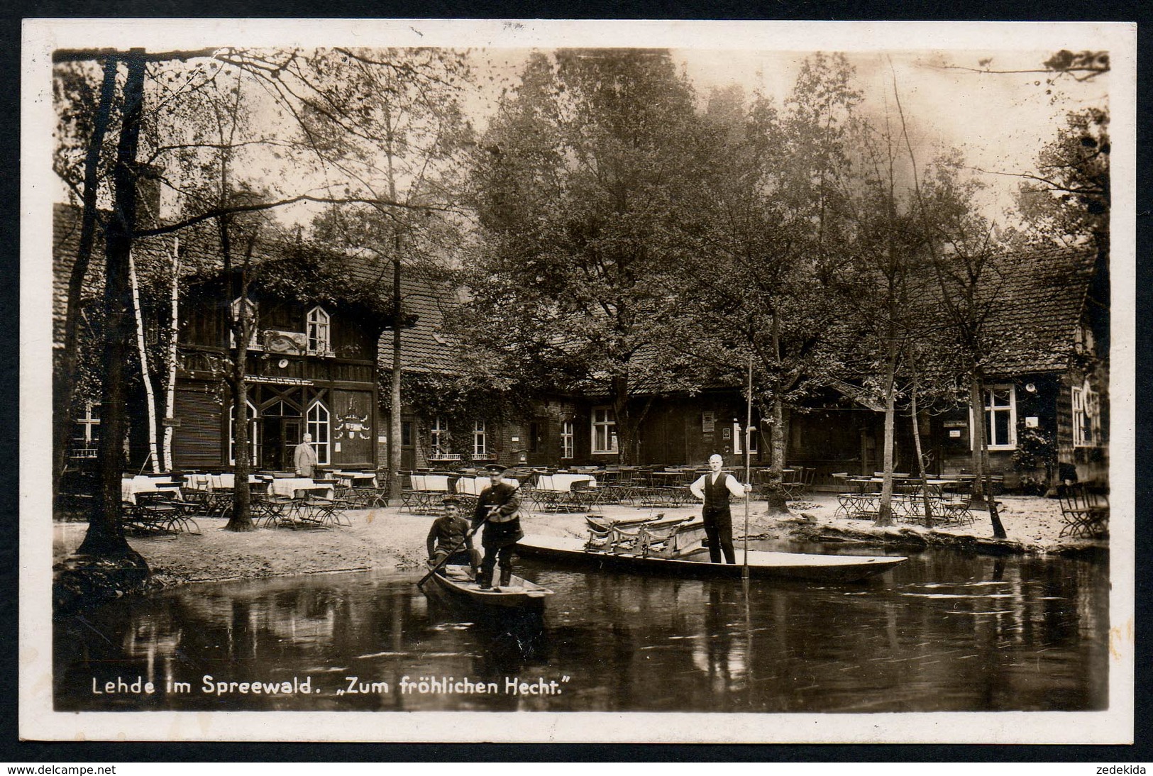 9309 - Alte Foto Ansichtskarte - Lehde L&#x11B;dy Lübbenau - Gaststätte Zum Fröhlichen Hecht Mac O Brien - Gel 1928 - Luebbenau