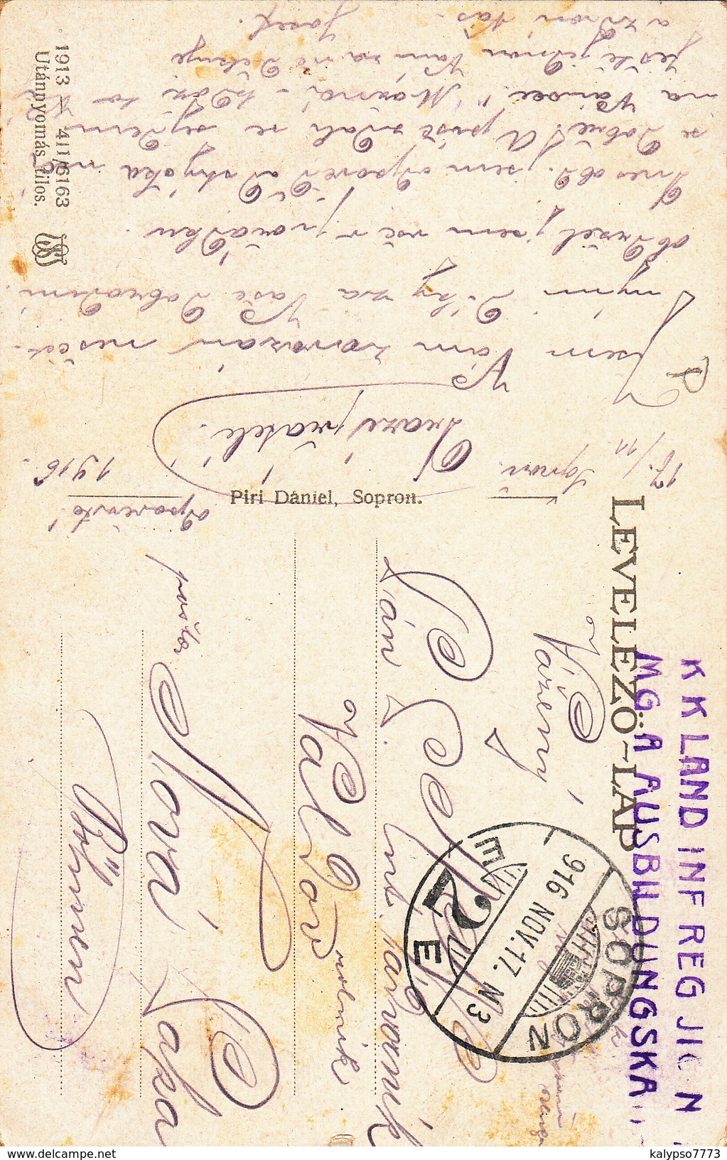 Sopron ,  Feldpost K.k. Ldw.Rgt. JICIN , 1916 - Hungary