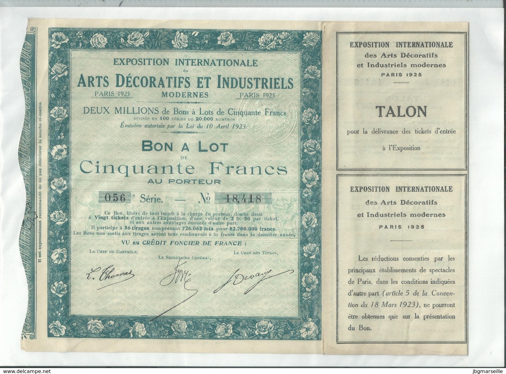 1 Action EXPOSITION INTERNATIONALE DES ARTS DECORATIFS ET INDUSTRIELS    Paris 1925....... à Voir....... - Autres & Non Classés