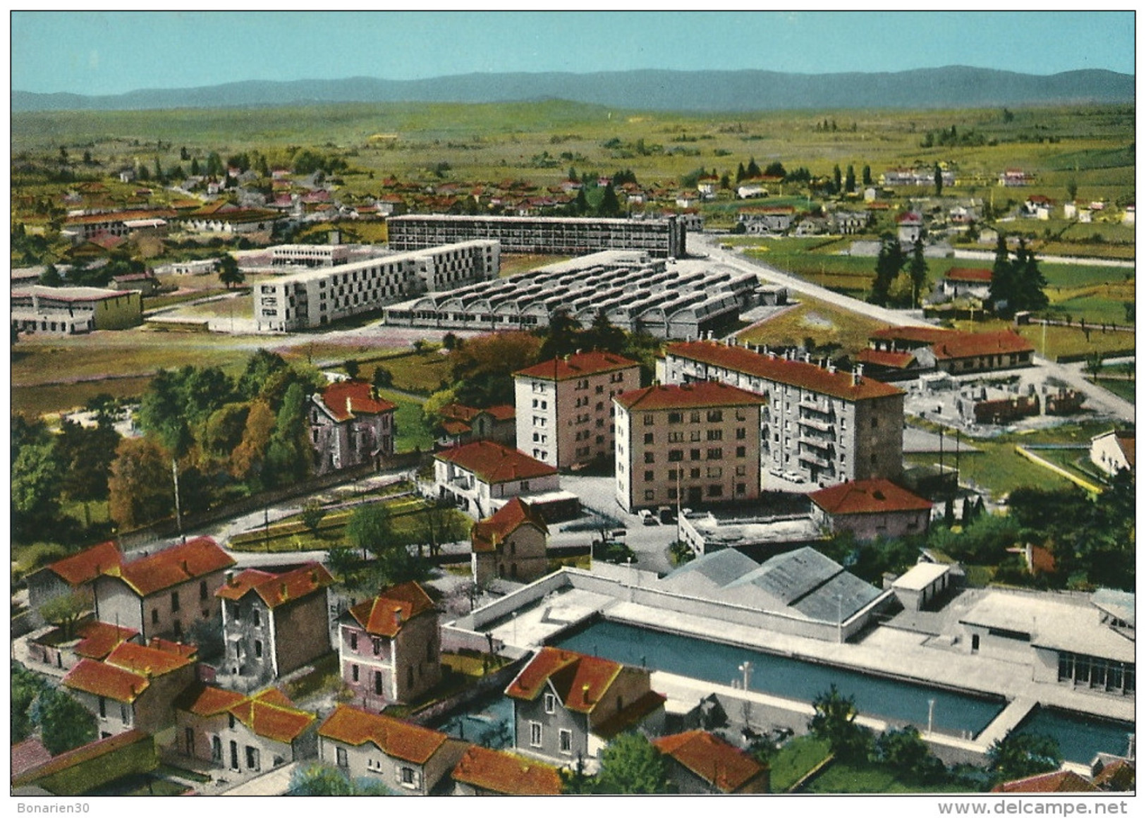 CPSM 26 ROMANS COLLEGE TECHNIQUE NATIONAL PISCINE OLYMPIQUE VUE AERIENNE - Romans Sur Isere