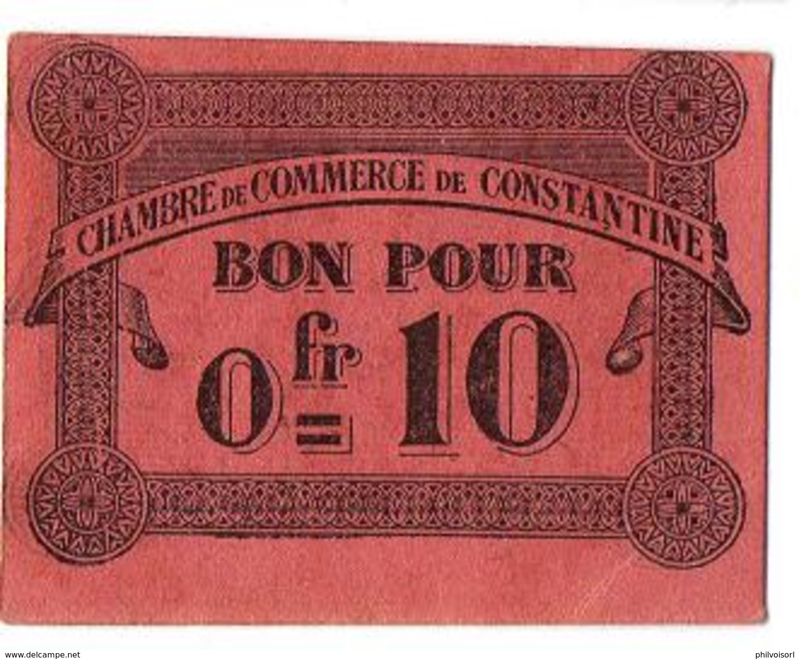 CONSTANTINE BILLET 1915 CHAMBRE COMMERCE 0.10 FRS NEUF - Algeria