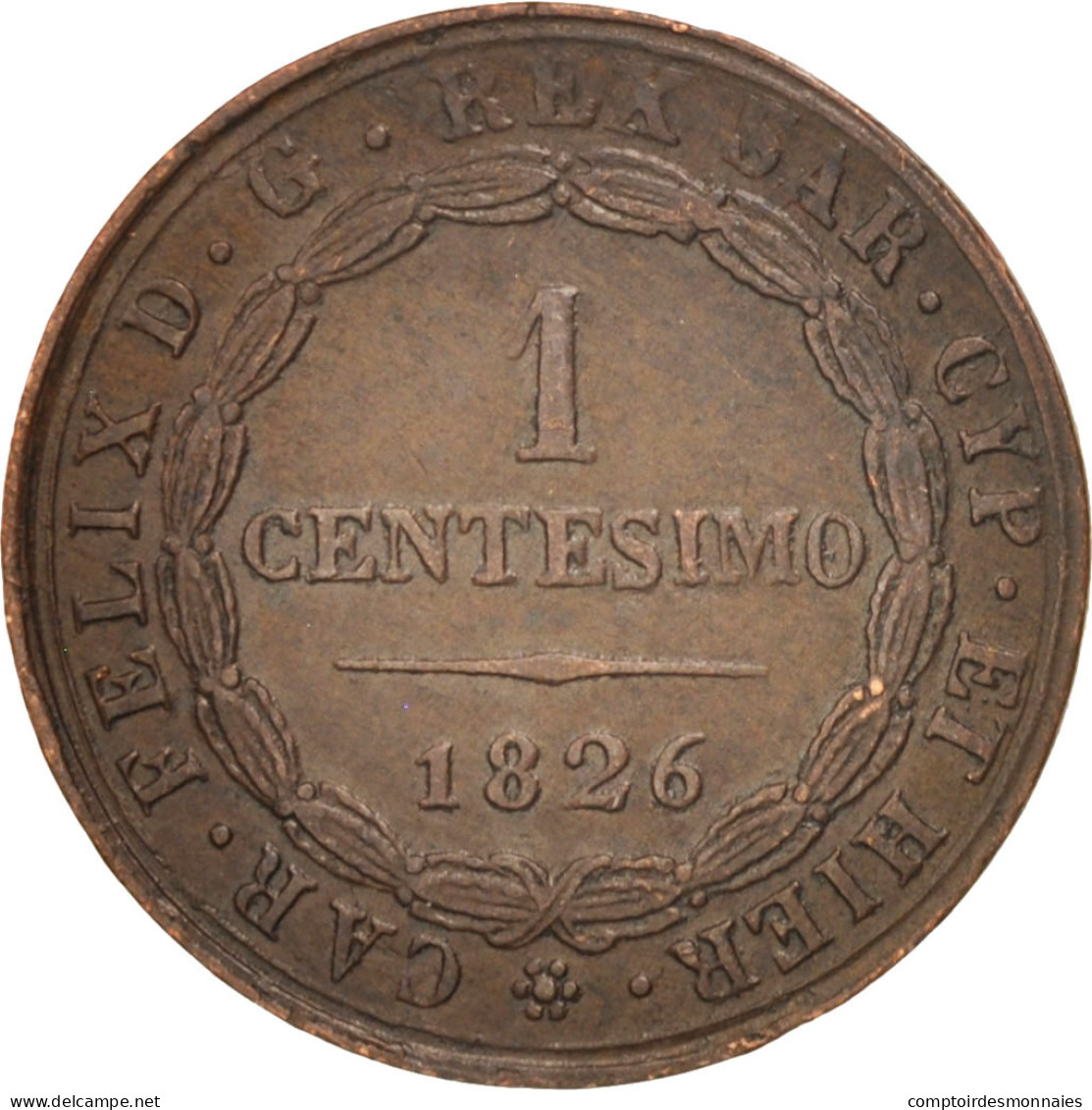 Monnaie, États Italiens, SARDINIA, Carlo Felice, Centesimo, 1826, Genoa, TTB - Italian Piedmont-Sardinia-Savoie