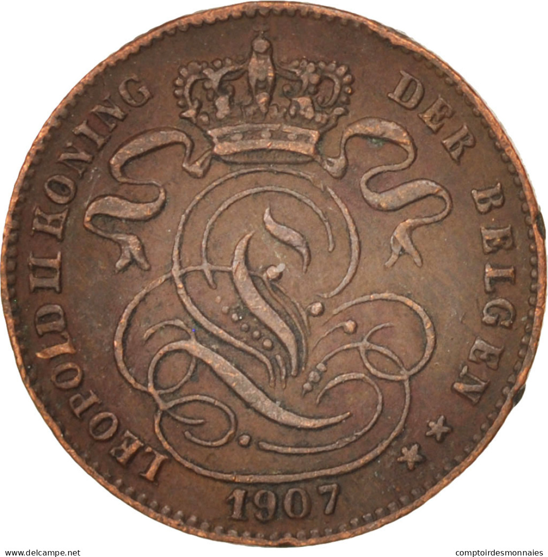 Monnaie, Belgique, Leopold II, Centime, 1907, TTB+, Cuivre, KM:34.1 - 1 Centime