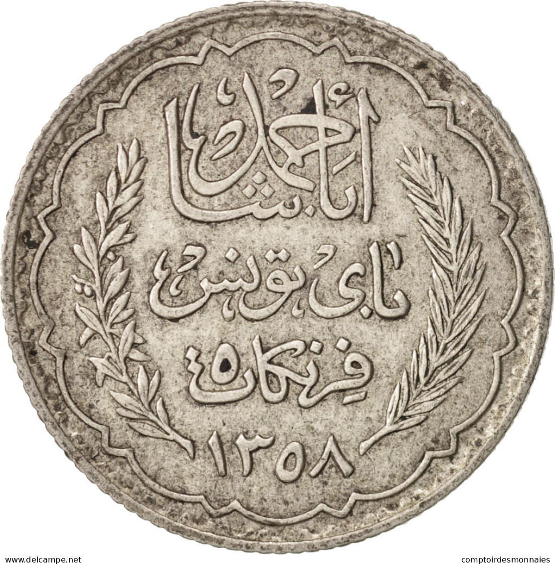 Monnaie, Tunisie, Ahmad Pasha Bey, 5 Francs, 1939, Paris, TTB, Argent, KM:264 - Túnez