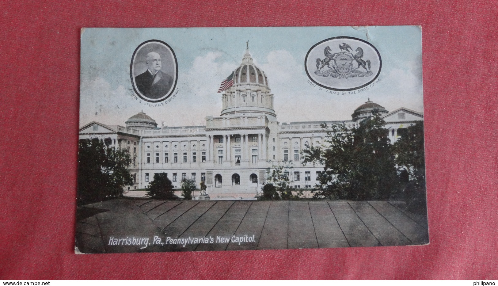 - Pennsylvania > Harrisburg    Governor Stewart & Coat Of Arms & Capitol       Ref  2452 - Harrisburg