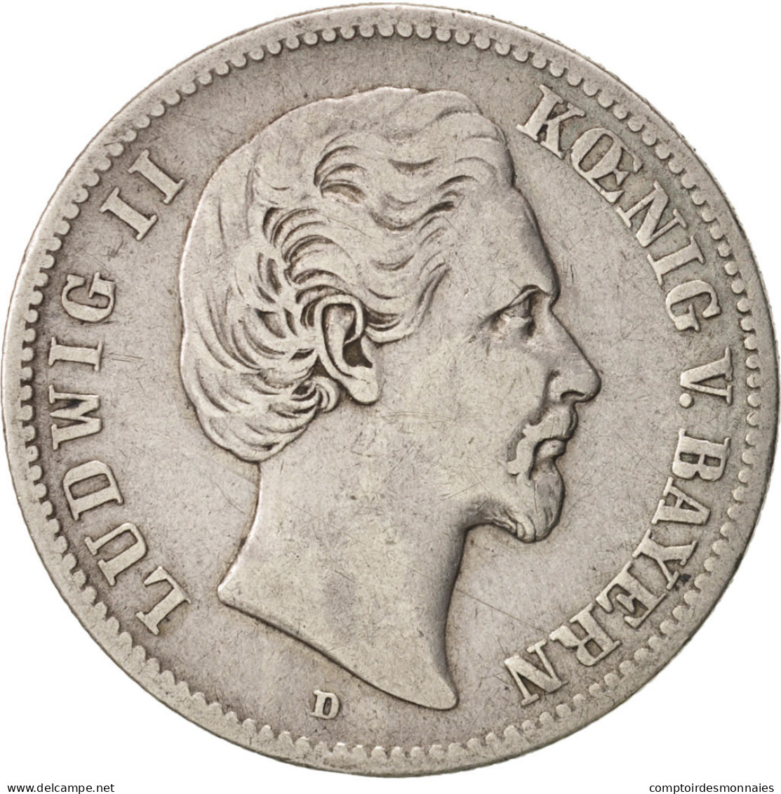 Monnaie, Etats Allemands, BAVARIA, Ludwig II, 2 Mark, 1876, Munich, TTB, Argent - Altri & Non Classificati