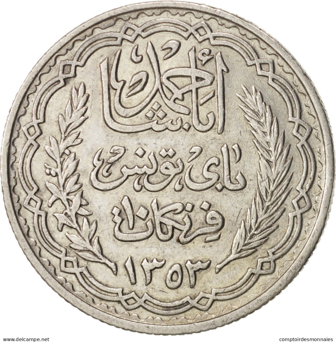 Monnaie, Tunisie, Ahmad Pasha Bey, 10 Francs, 1934, Paris, TTB, Argent, KM:262 - Tunisie