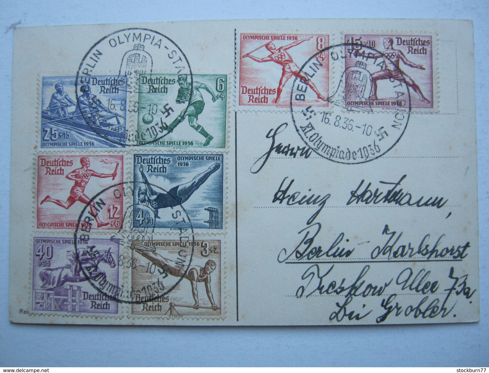 1936 , Berlin - Olympiade ,Karte Flaggen Mit Sonderstempel Und Satz - Sommer 1936: Berlin