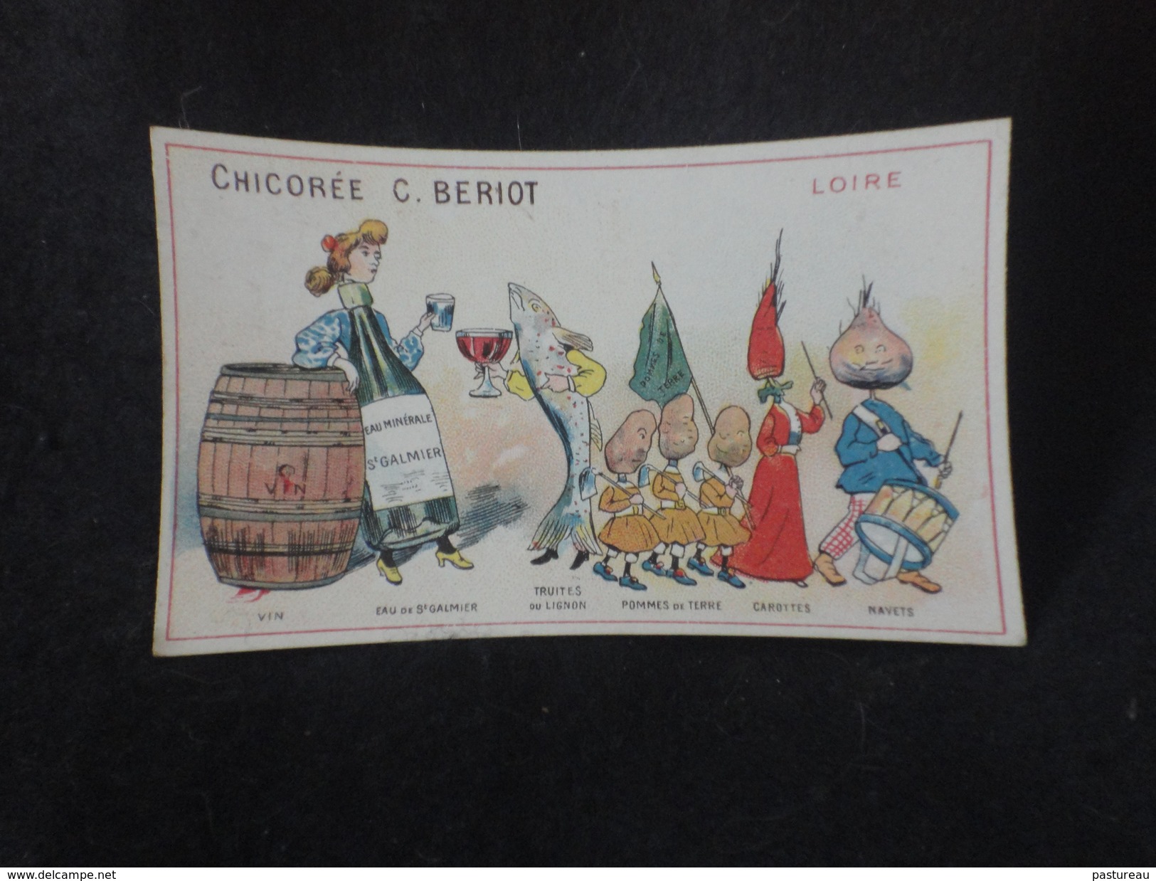 Chromo  6,5 X 10,5.  Département Loire . Pub Chicorée Beriot. Idéal Pour Début D ' Album . Fait Titre. 2 Scans. - Non Classificati