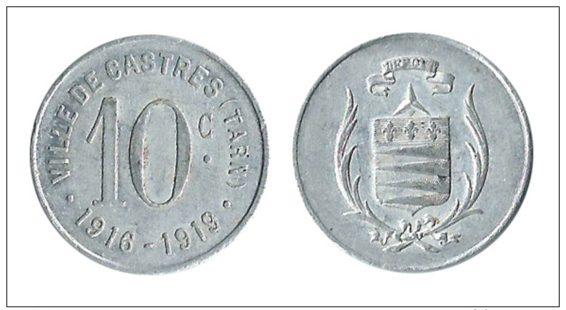 N2927 - Castres: Ville: 10 Ct 1916-1919 - Monétaires / De Nécessité