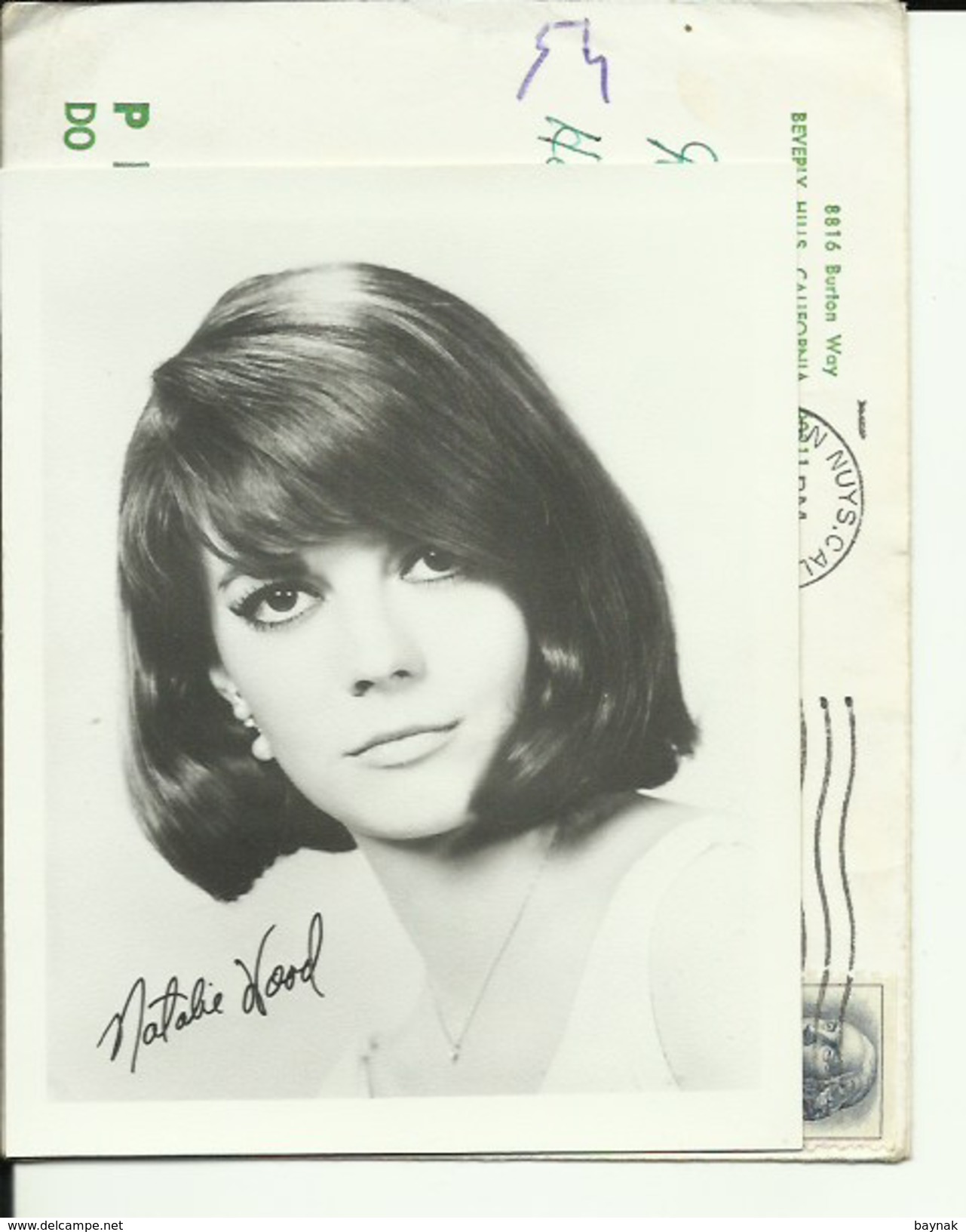 NATALIE WOOD  --  PHOTO ORIGINAL 12,5 Cm X 10 Cm  --   AUTOGRAFO  --   SIGNED  --   WITH ENVELOPE  --  1966 - Autogramme