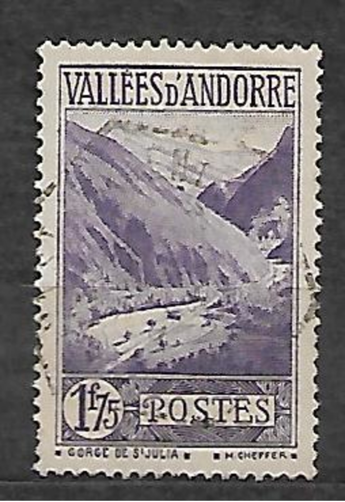 FRENCH ANDORRA YVERT 40A, MICHEL 42 VF USED KEY VALUE. - Used Stamps