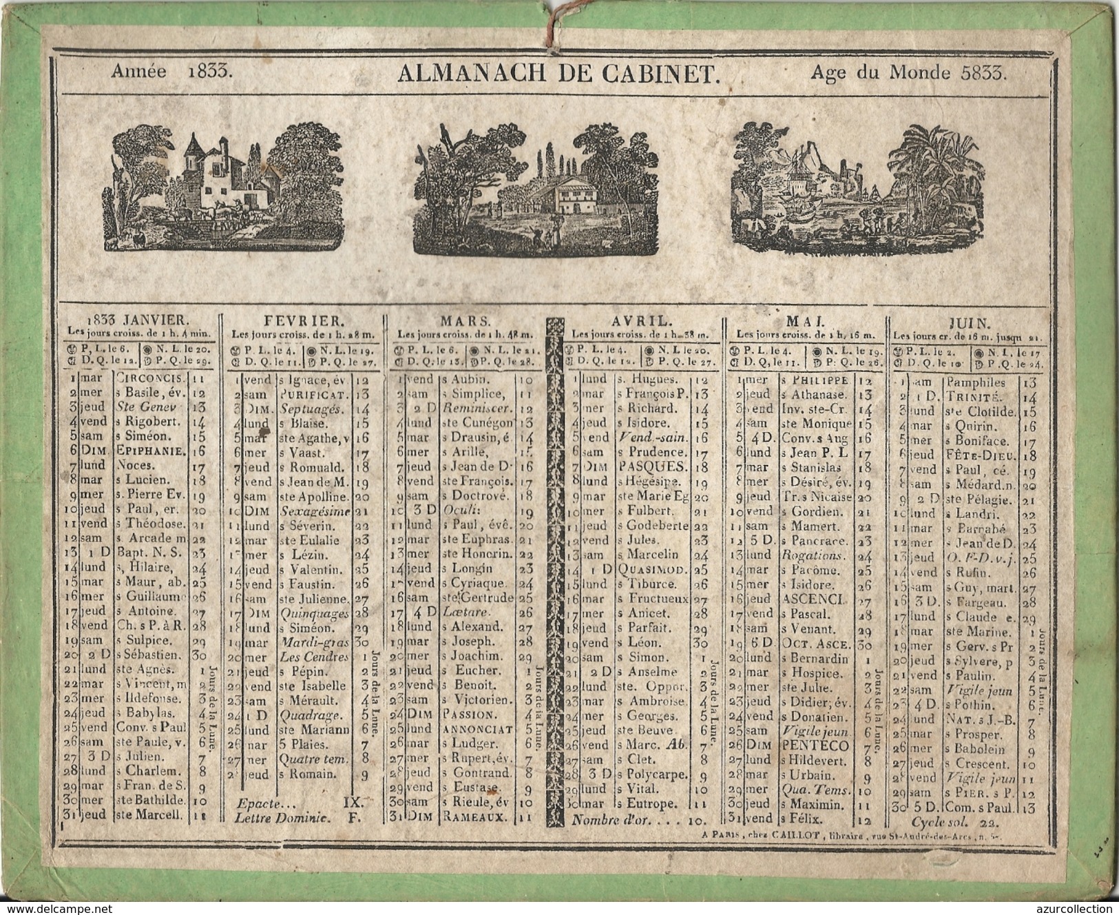 ALMANACH DE CABINET 1833 - Grand Format : ...-1900