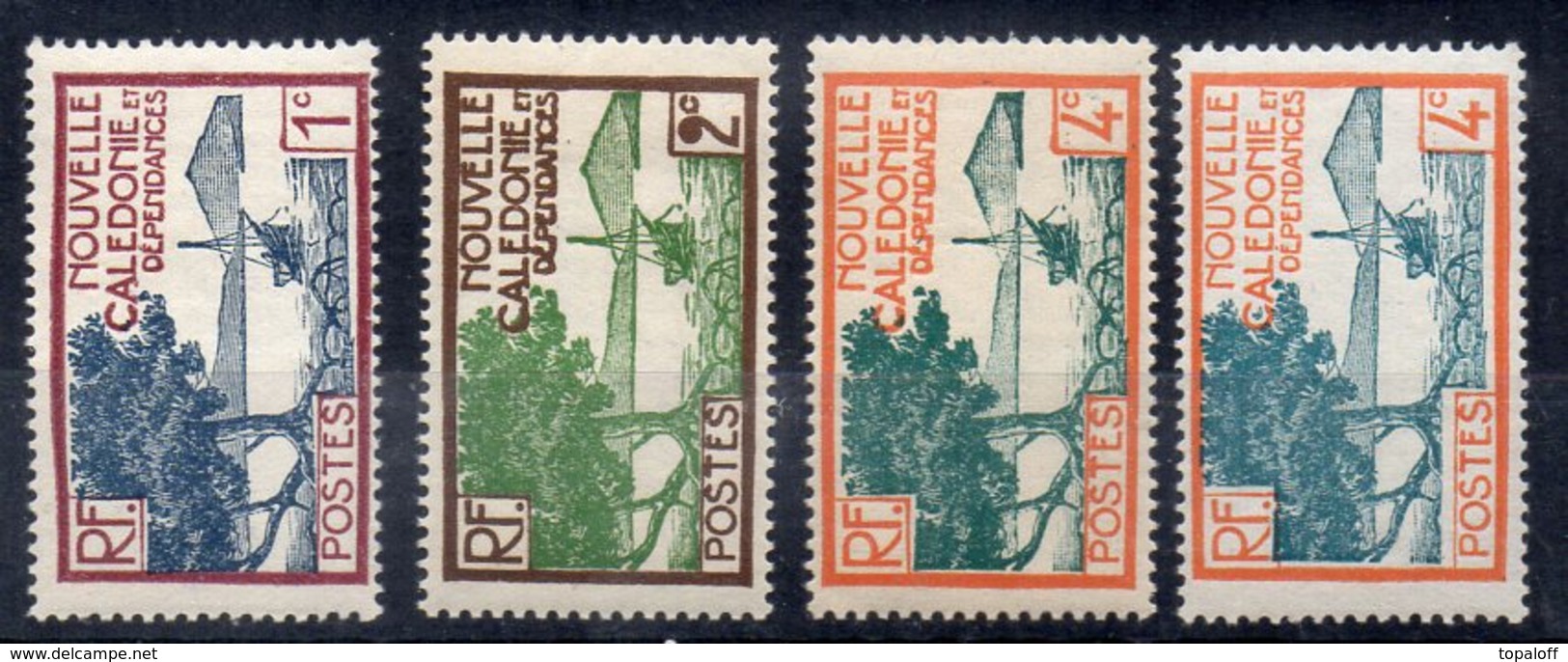 Nouvelle Calédonie N°139 à 141 + Variété De Couleur Sur Le N°141 Neufs Sans Charniere - Unused Stamps