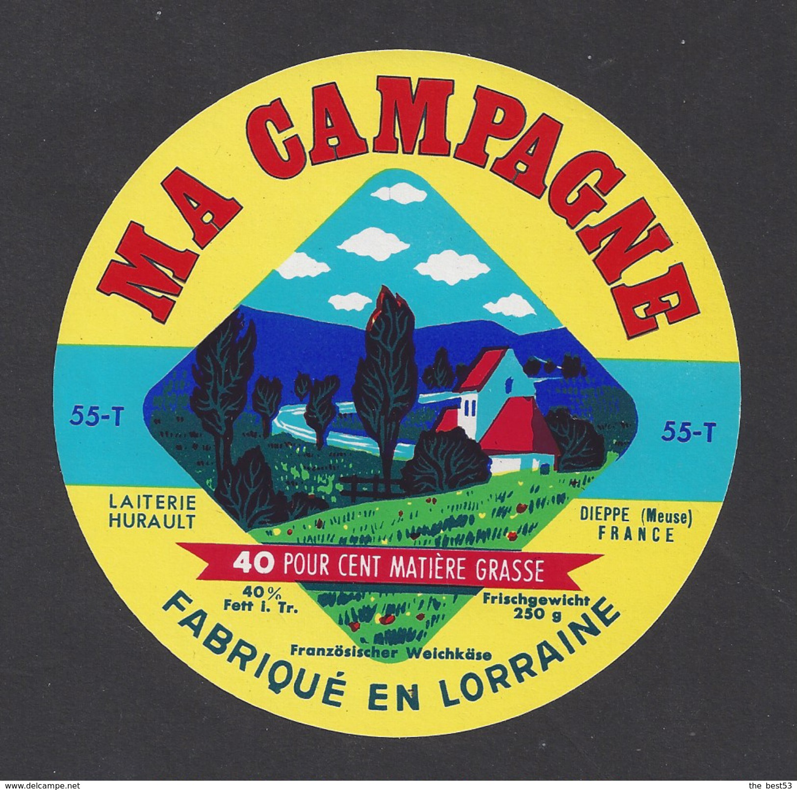 Etiquette De Fromage  -  Ma Campagne  -  Laiterie Hurault  à  Dieppe Sous Douaumont  (55 T) - Fromage