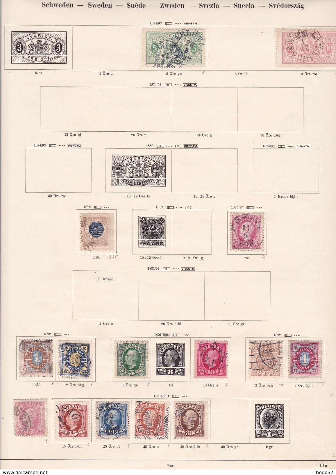 Suède - Collection Vendue Page Par Page - Timbres Oblitérés / Neufs *(avec Charnière) -Qualité B/TB - Collections