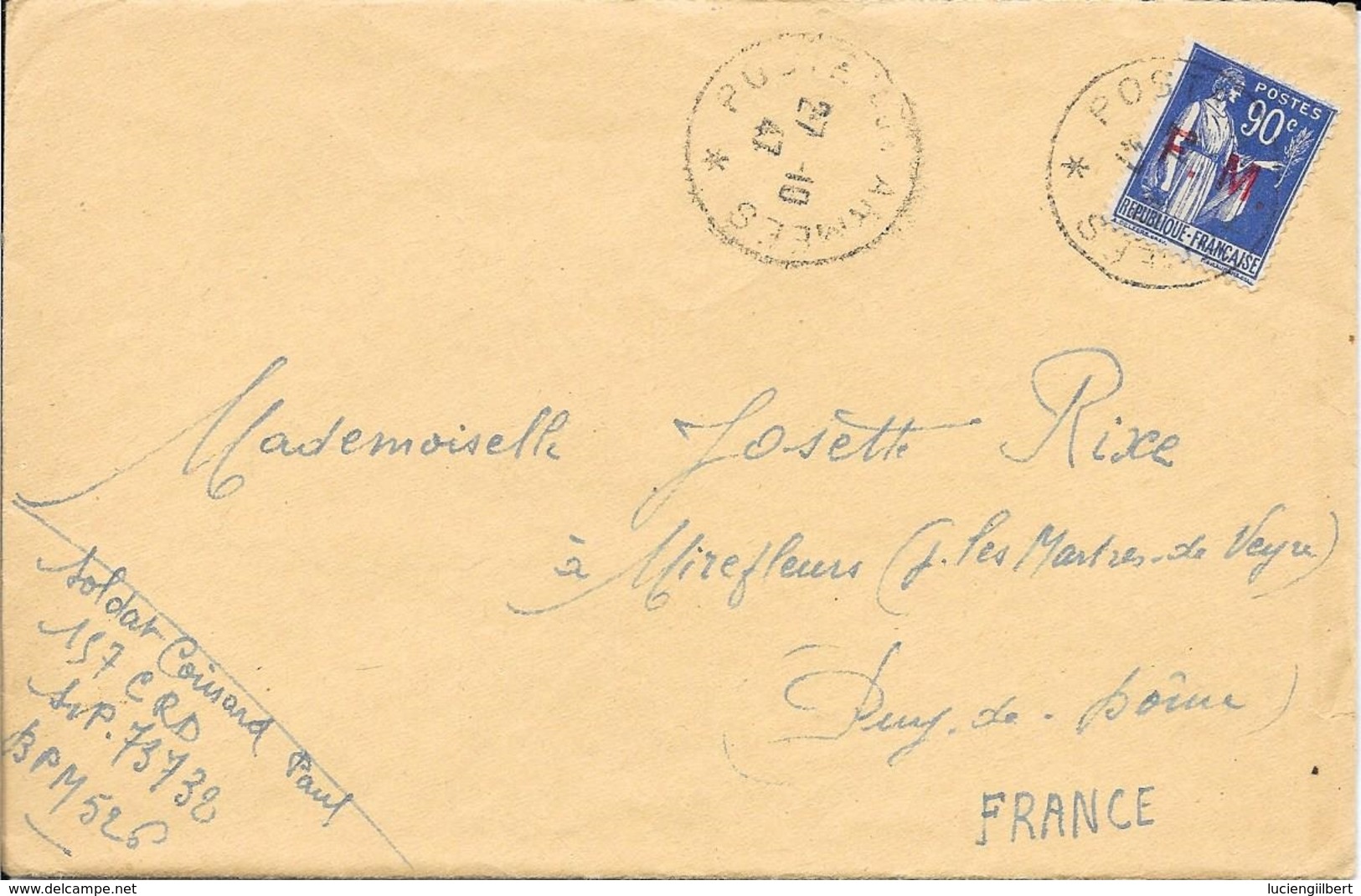 6 ENVELOPPES AVEC COURRIER PERIODE OCCUPATION  157 CRD / S.P. 73 732 / BPM 526 CACHET TRESOR ET POSTES 1947/1948 - WW II