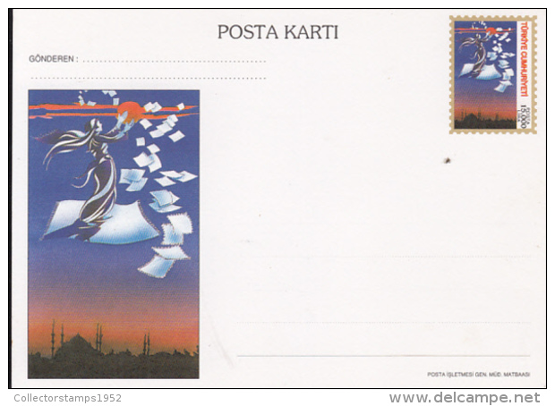 54036- MAIL, GODDESS, POSTCARD STATIONERY, UNUSED, TURKEY - Entiers Postaux