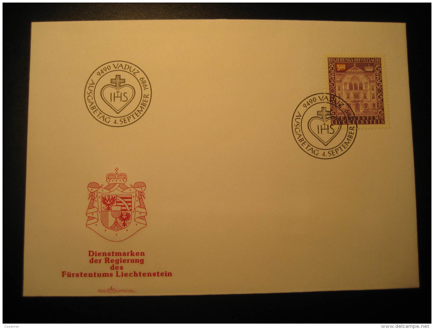 VADUZ 1989 FDC Service Official Stamp Cancel Cover Liechtenstein Dienstsache - Service
