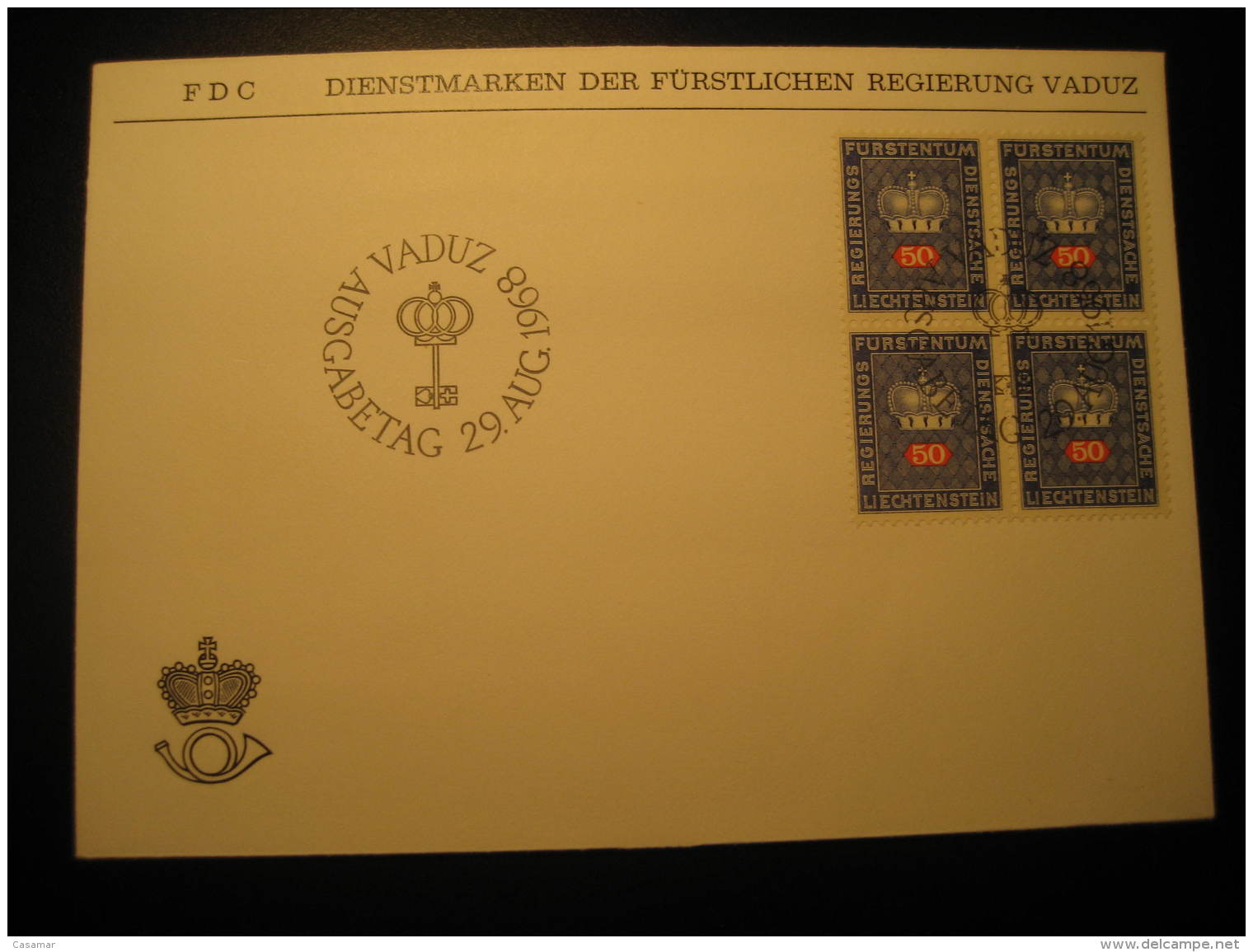 VADUZ 1968 FDC Block Of 4 Service Official Stamp Cancel Cover Liechtenstein Dienstsache - Service