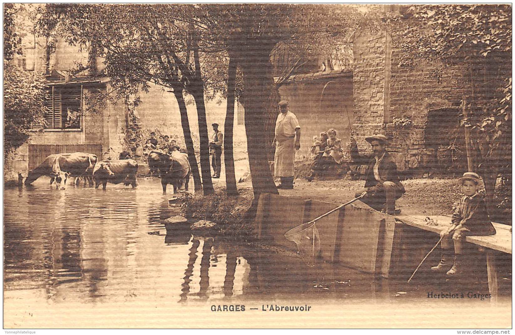 95 - VAL D'OISE / Garges - L'abreuvoir - Pêcheur à La Ligne - Beau Cliché Animé - Garges Les Gonesses