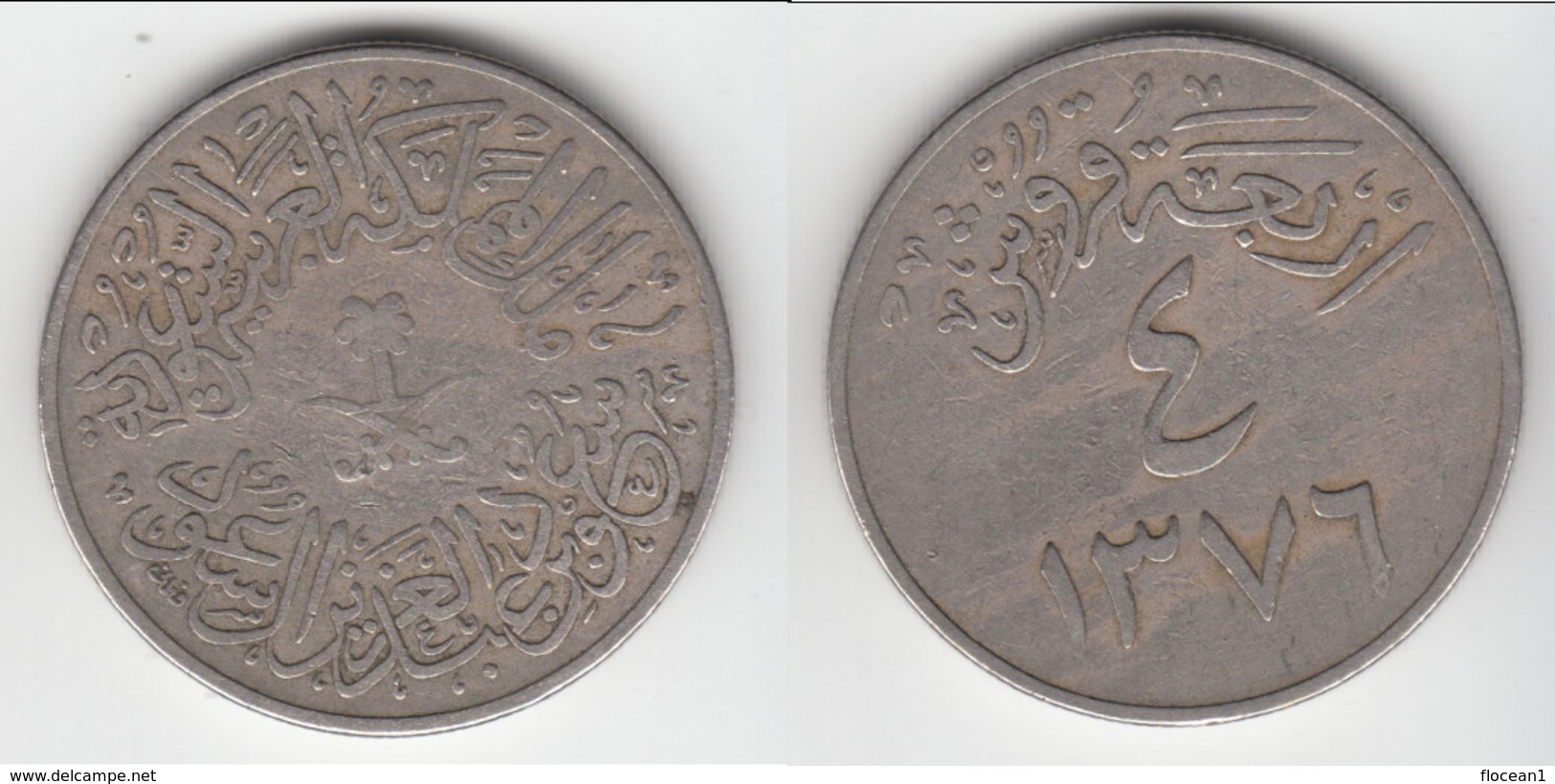 **** ARABIE SAOUDITE - SAUDI ARABIA - 4 GHIRSH AH1376 (1956) **** EN ACHAT IMMEDIAT - Arabie Saoudite