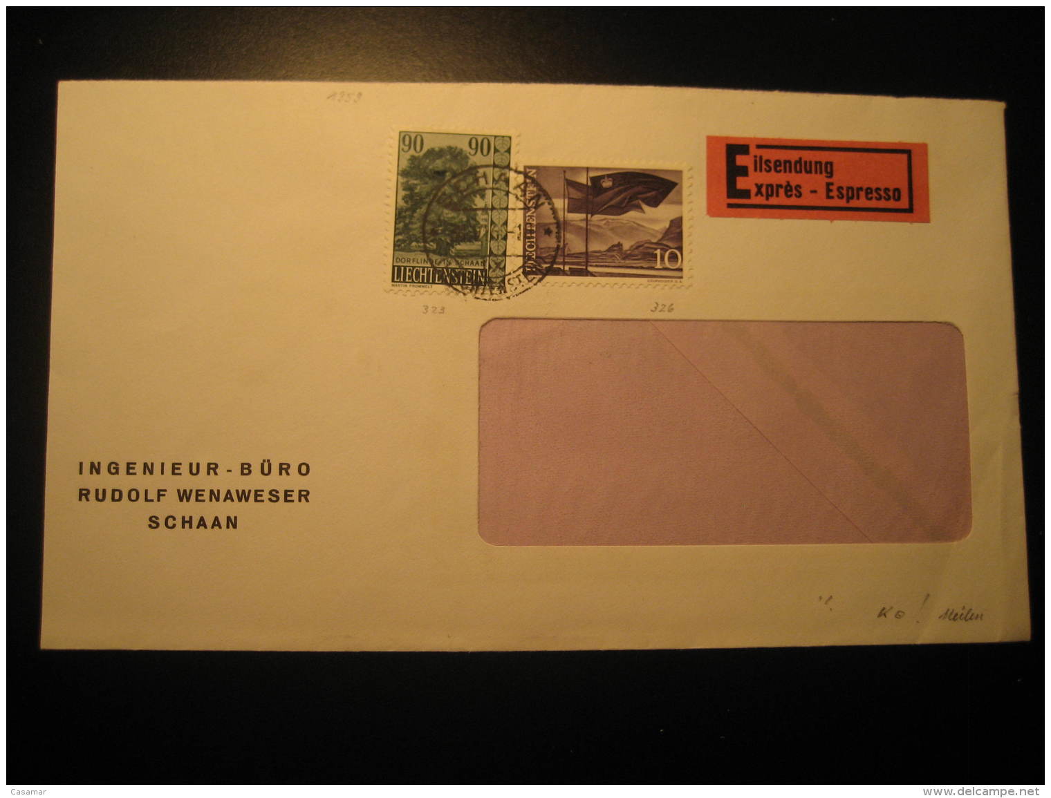 Cat. 341 + 343 On Express Cover SCHAAN 1960 Liechtenstein - Lettres & Documents