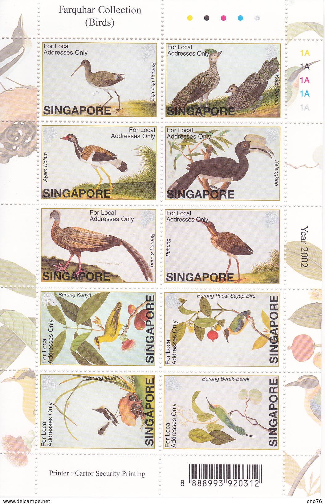 Singapour Bloc Neuf Année 2002 Oiseaux - Singapour (1959-...)