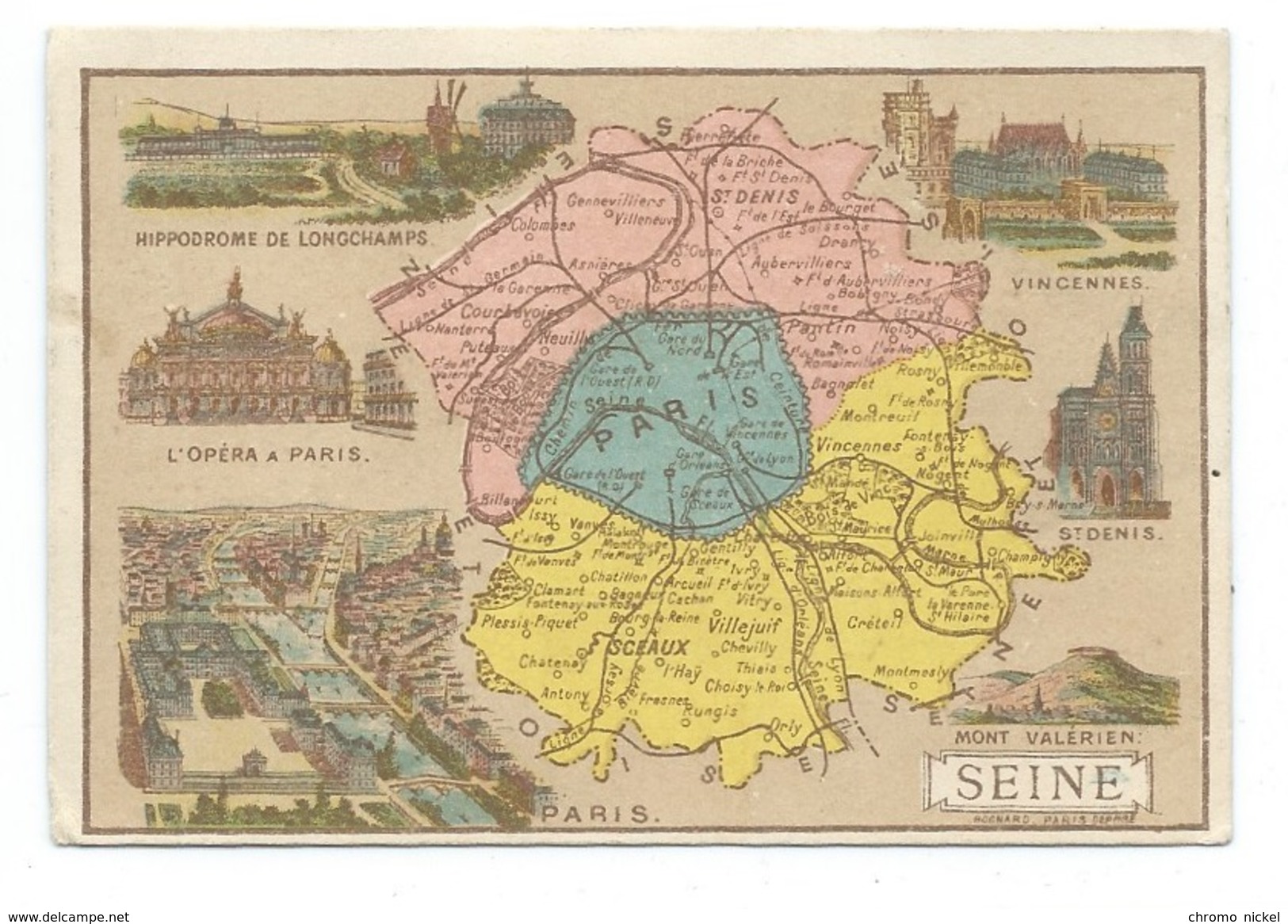 SEINE Département Carte Géographique Chromo 100 X 68 Mm Pub: Chicorée G. Black A LA CANTINIÈRE FRANÇAISE Bien - Autres & Non Classés