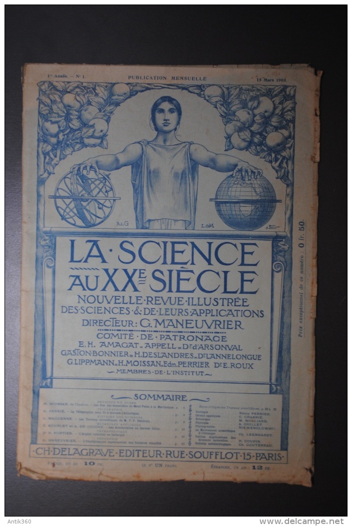 Revue Ancienne La Science Au XXème Siècle N°1 1ère Année 15 Mars 1903 - Sonstige & Ohne Zuordnung