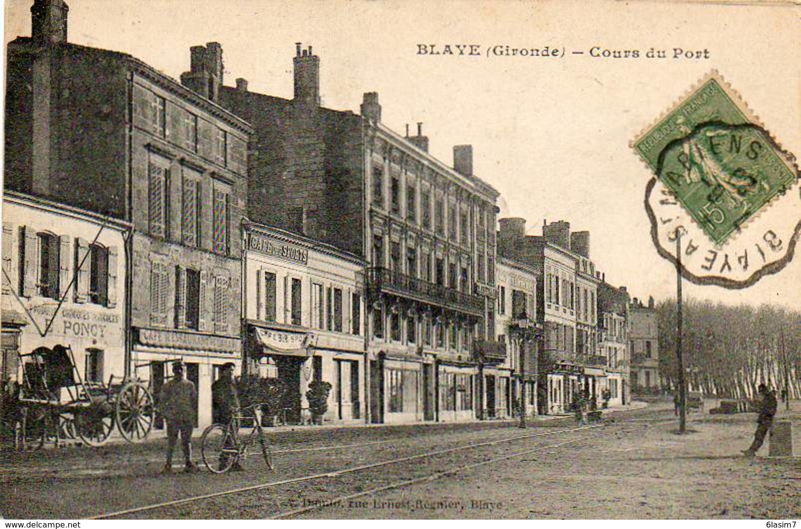 CPA - BLAYE (33) - Aspect Du Cours Du Port , Du Café De La Gare Et Du Café Des Sports En 1920 - Blaye