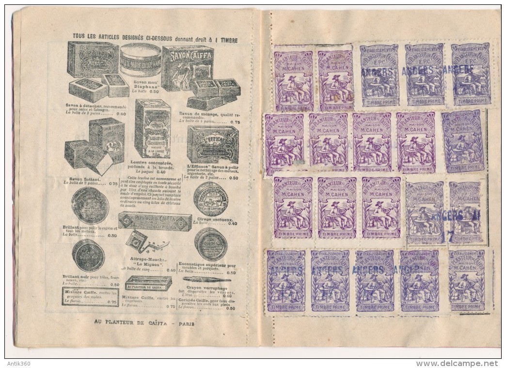 Ancien carnet de Timbres-Primes sans date Au Planteur de Caïffa plein