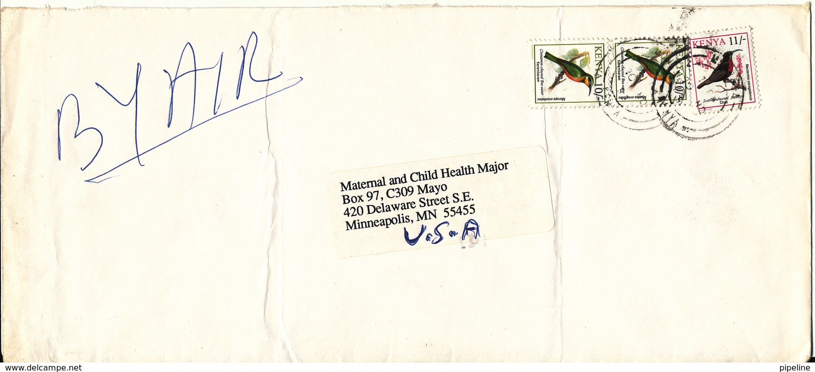 Kenya Cover Sent Air Mail To USA With Topic Stamps BIRDS - Kenya (1963-...)