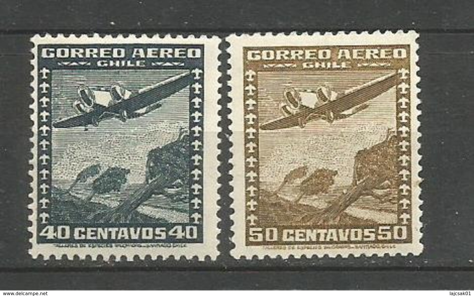 Cf Chile 1936. Correo Aereo 40 And 50 Centavos MNH - Chile