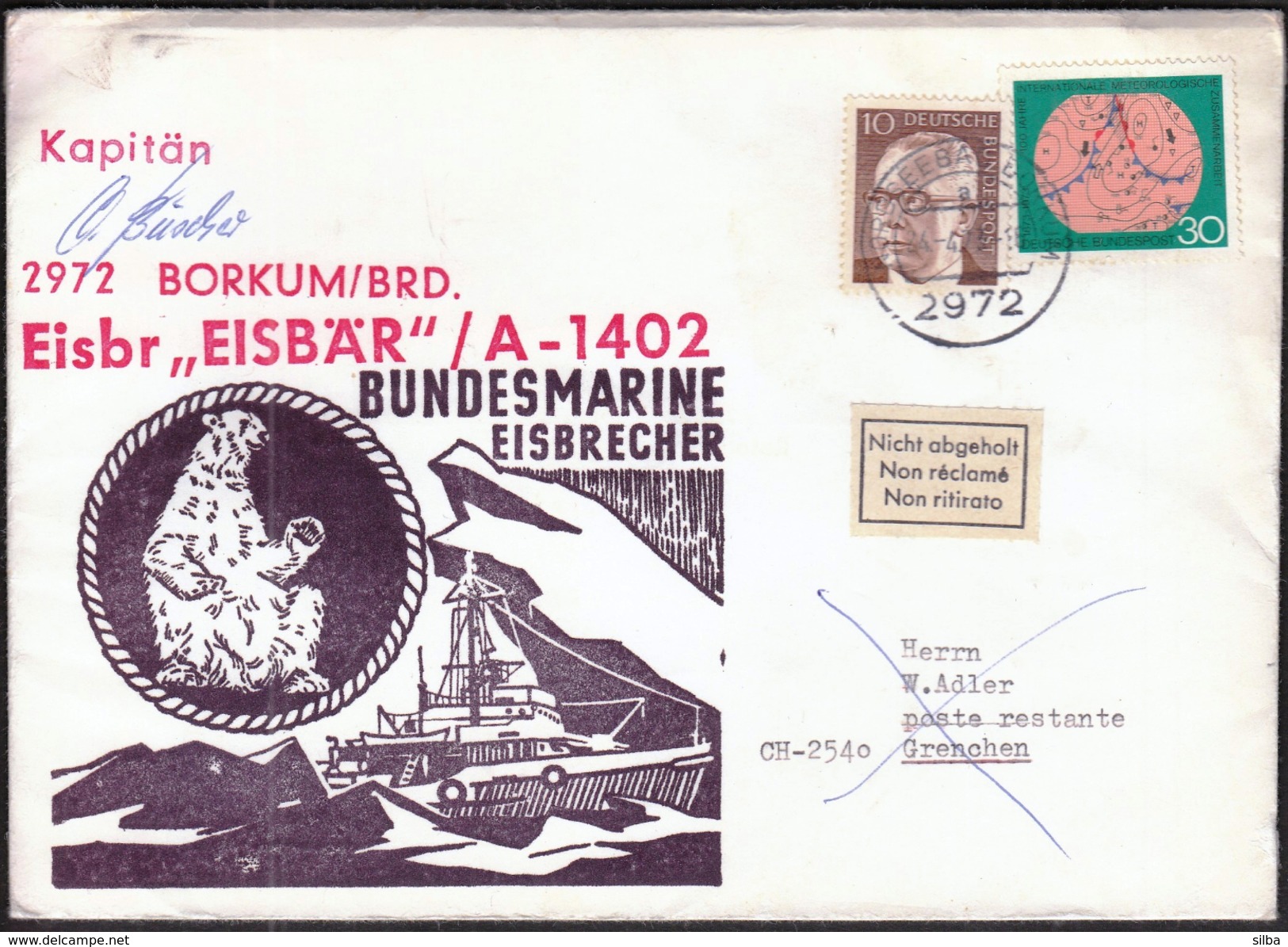 Germany Nordseebad Borkum 1973 / Icebreaker "Eisbär" - Polar Ships & Icebreakers