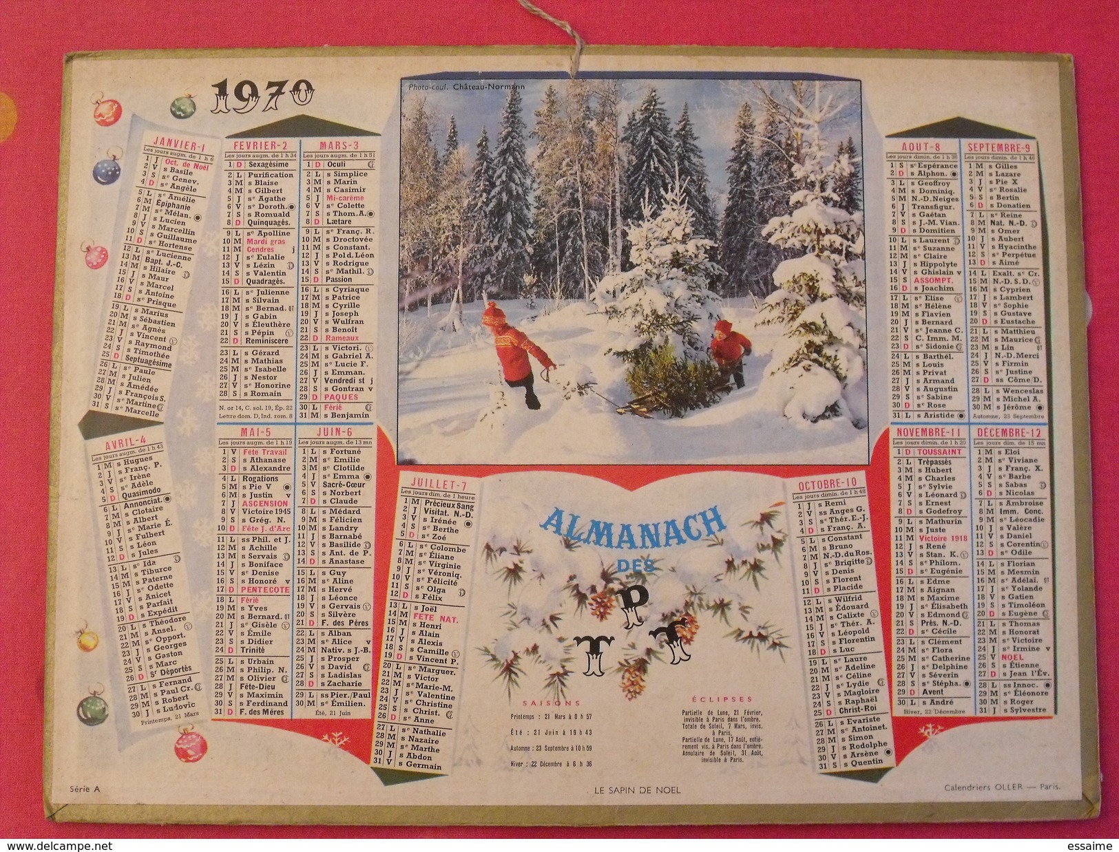 Almanach Des PTT. 1970. Calendrier Poste, Postes Télégraphes.. Sapin Normann - Grand Format : 1961-70