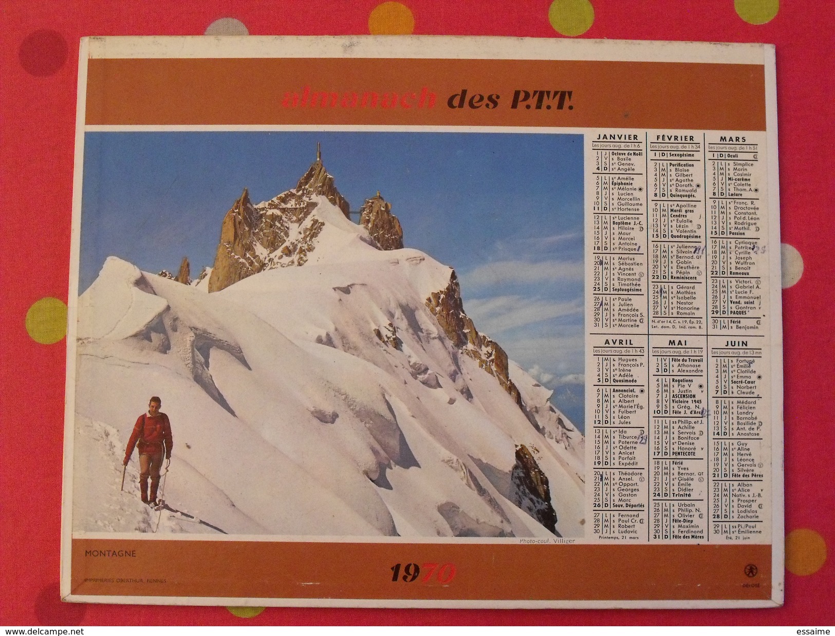 Almanach Des PTT. 1970. Calendrier Poste, Postes Télégraphes..  Montagne Lac Annecy Voiliers - Tamaño Grande : 1961-70