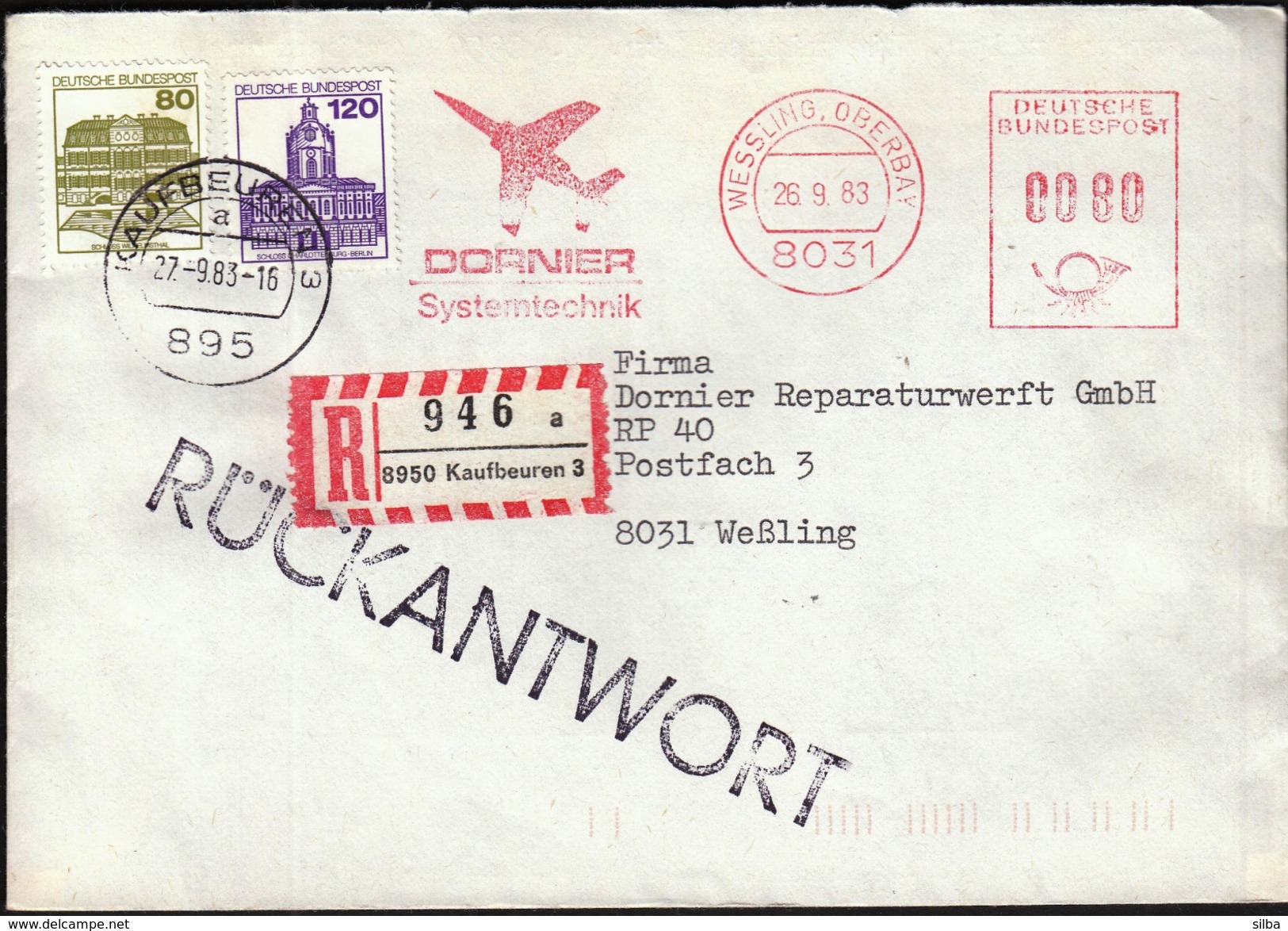 Germany Wessling 1983 / Airplain / Dornier Systemtechnik / Machine Stamp / Meter Franking - Fabbriche E Imprese