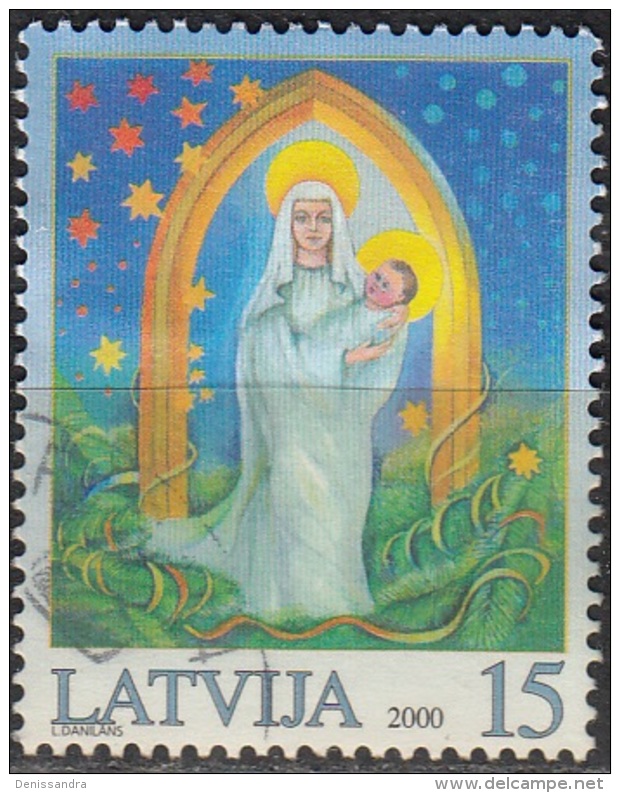 Latvija 2000 Michel 536 O Cote (2013) 0.70 Euro Noël Madonne Avec Enfant Cachet Rond - Lettonie