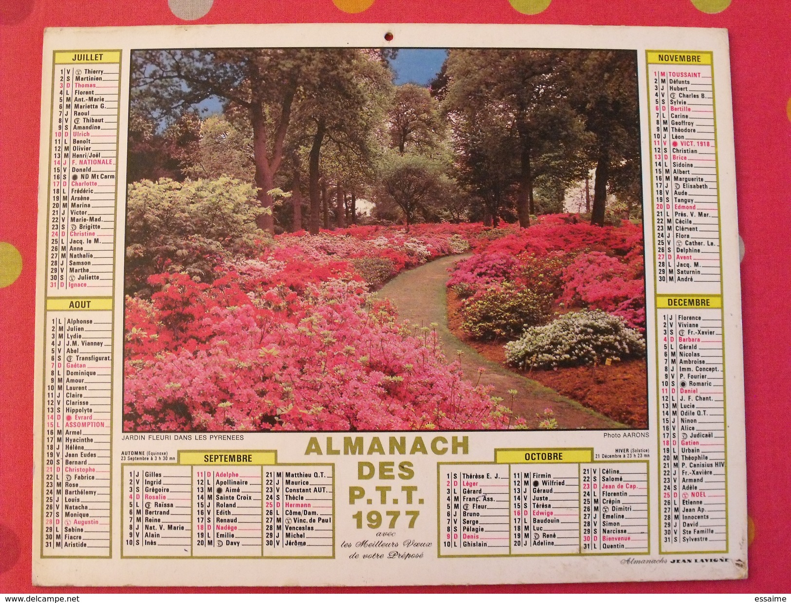 Almanach Des PTT. 1977. Calendrier Poste, Postes Télégraphes.jardin Fleuri Maison - Groot Formaat: 1971-80